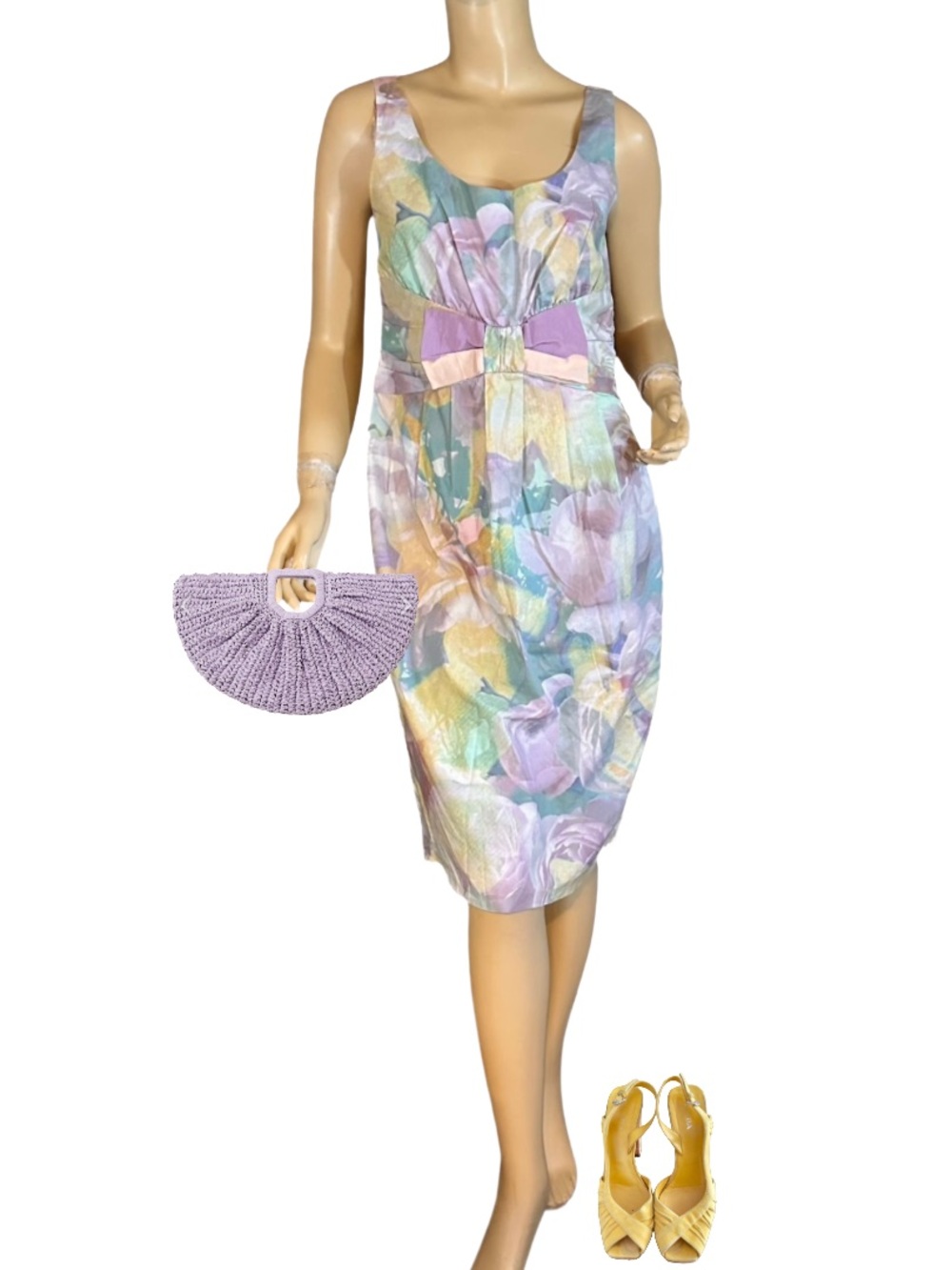 MOSCHINO CHEAP AND CHIC PURPLE, PINK & YELLOW COTTON DRESS W/POCKETS (10)